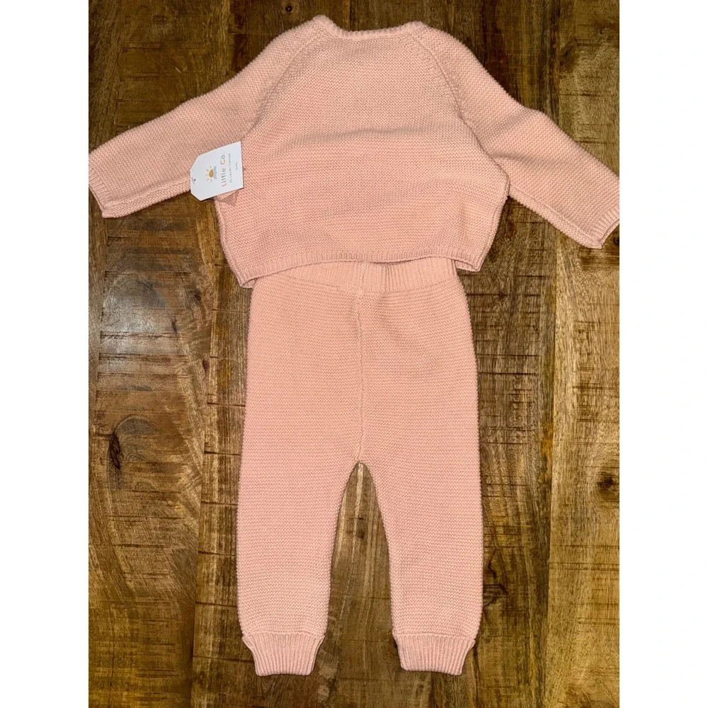 Little Co. by Lauren Conrad Baby Peach Organic Cotton Sweater Knit Set 12M NWT